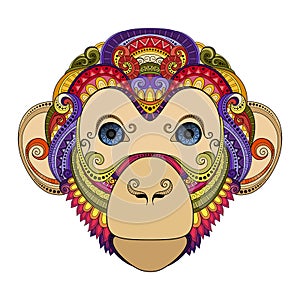 Vector Ornate Monkey Head