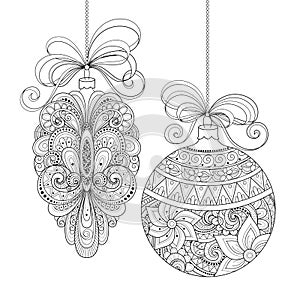 Vector Ornate Monochrome Christmas Decorations