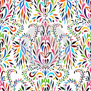 Vector Otomi  Floral Seamless  Pattern