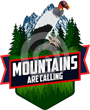 vector Outdoor Adventure Inspiring Motivation Emblem logo illustration with king vulture
