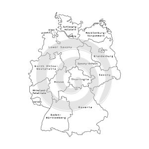 Vector outline administrative division map of Germany. Vector map