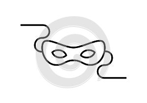 Vector outline anonymous icon. An venetian theater festival costume mask isolated on white background. Concept of anonymity, photo