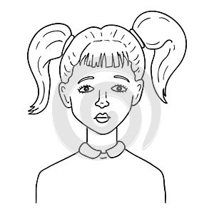 Vector Outline Avatar - Schoolgirl