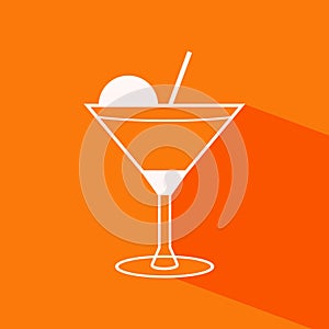Vector cocktail icon on the orange background