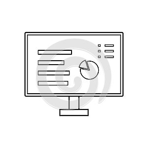 Vector outline computer screen with data. Vector outline compute