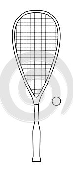 Vector outline design of squash or racketball racket and ball