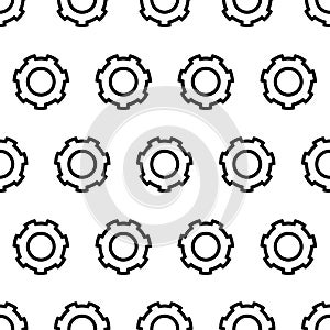 Vector outline gear icon seamless pattern. Initiator cog, machine gear. EPS 10 illustration