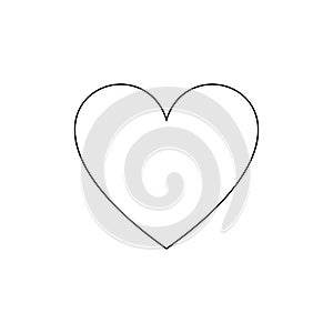 Vector Outline Heart Icon, Simple Love Symbol, Black Line Isolated.
