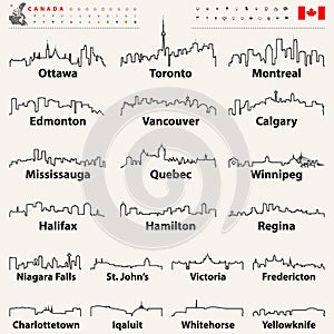 vector outline icon of Canada cities skylines