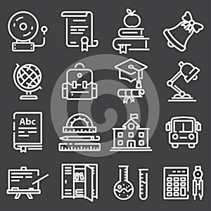 Vector Outline icon collection - School education