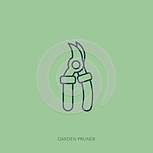Vector outline icon of home farming and gardening - garden pruner