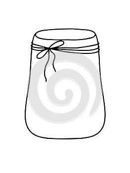 Vector outline illustration of witch poison bottle, fiol for making magic, cooking a potion, simple doodle hand drawn image photo