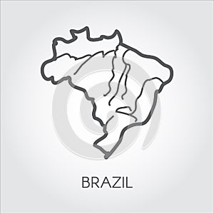 Vector outline map of Brazil. Outline frame icon. Cartography symbol of south country