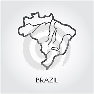 Vector outline map of Brazil. Outline frame icon. Cartography symbol of south country photo