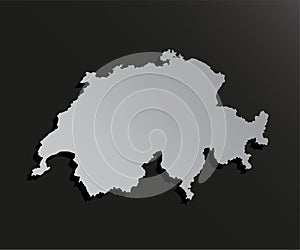 Vector outline map Switzerland, silver material