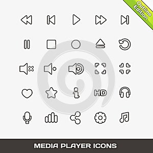Vector Outline Media Player Icons