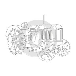 Vector outline of the old tractor