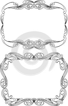 Vector outlines of ornamental frames in vintage style