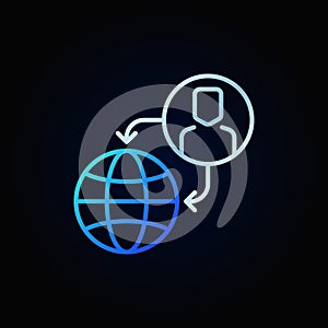 Vector outsourcing outline blue icon or design element