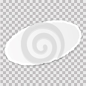 Vector oval round torn paper banner with ripped edges with space for your text on transparent background