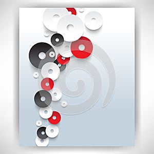 Vector overlapping white and red discs concept background