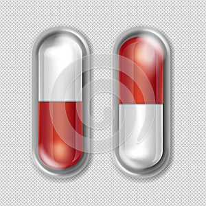 Vector Pack of Red and White Capsules