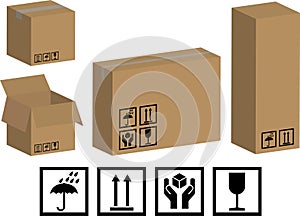 Vector packaging boxes and icons