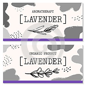 Vector packaging design elements and templates for lavender labels and bottles