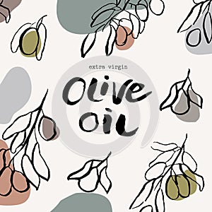 Vector packaging design elements and templates for olive oil labels and bottles