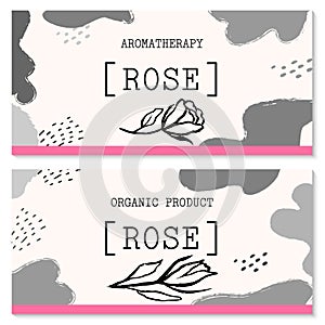 Vector packaging design elements and templates for rose labels and bottles