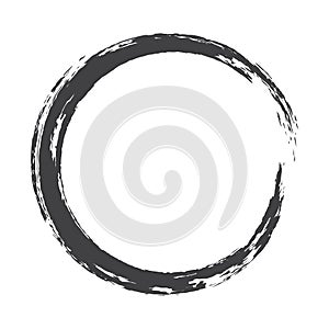Vector paint brush circle stroke. Abstract Japanese style hand drawn ink round