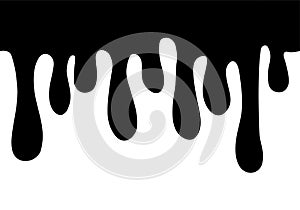 Vector Paint Dripping Seamless Border. Water, oil, paint, blood, ink or melt chocolate drips repeat background. Liquid