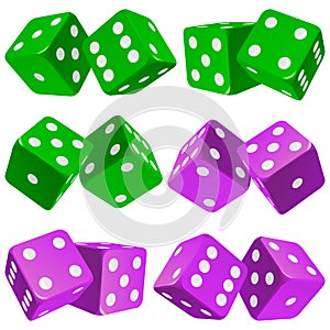 Vector pair of dice icon set