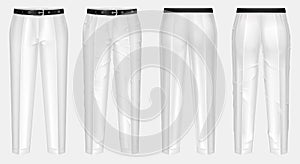 Vector pair of ironed and crumpled white pants photo