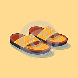Vector of a pair of slippers on a yellow floor