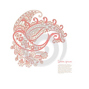 Paisley isolated. Card with paisley isolated for design. Floral vector pattern. Embroidery floral vector pattern.