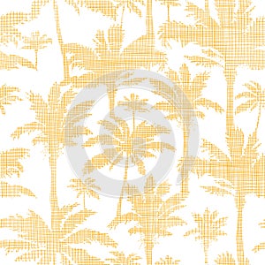 Vector palm trees golden textile seamless pattern