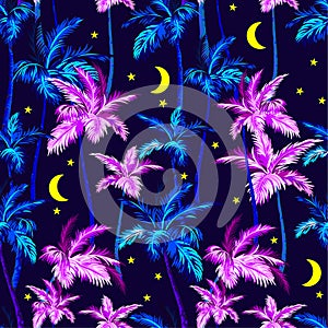 Vector palms pattern with stars