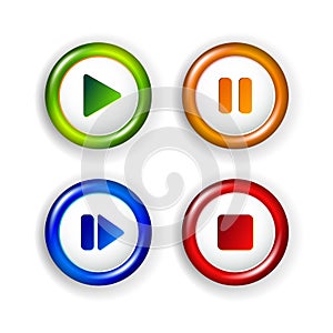 Vector panel elements - play, pause, stop, forward