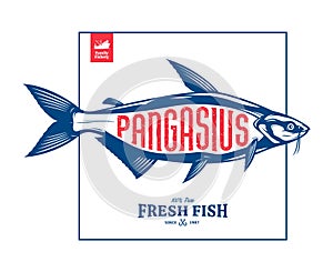 Vector pangasius fish label