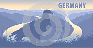 vector panorama of Germany with Eagle near Saarschleife