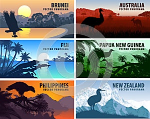 Vector panorama of Philippines, Australia, New Zealand, Brunei Darussalam and Papua New Guinea photo