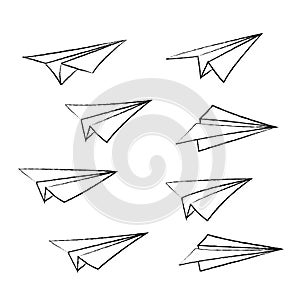 Vector paper airplane and blank advertising banner
