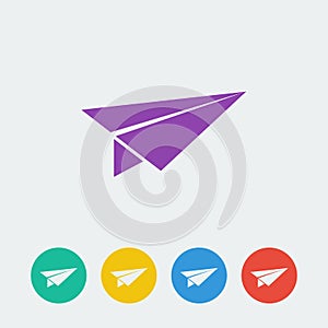 Vector paper airplane flat circle icon