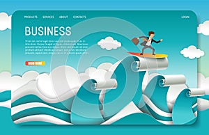 Vector paper cut business landing page website template