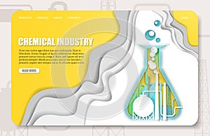 Vector paper cut chemical industry landing page website template