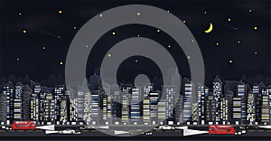 Vector paper cut and cityscape with buildings