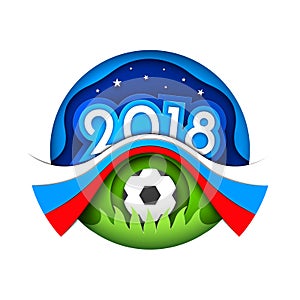 Vector paper cut origami soccer russian worldcup