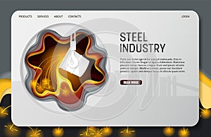 Vector paper cut steel industry landing page website template