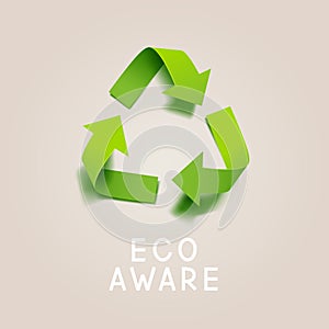 Vector paper green recycling symbol for eco aware design